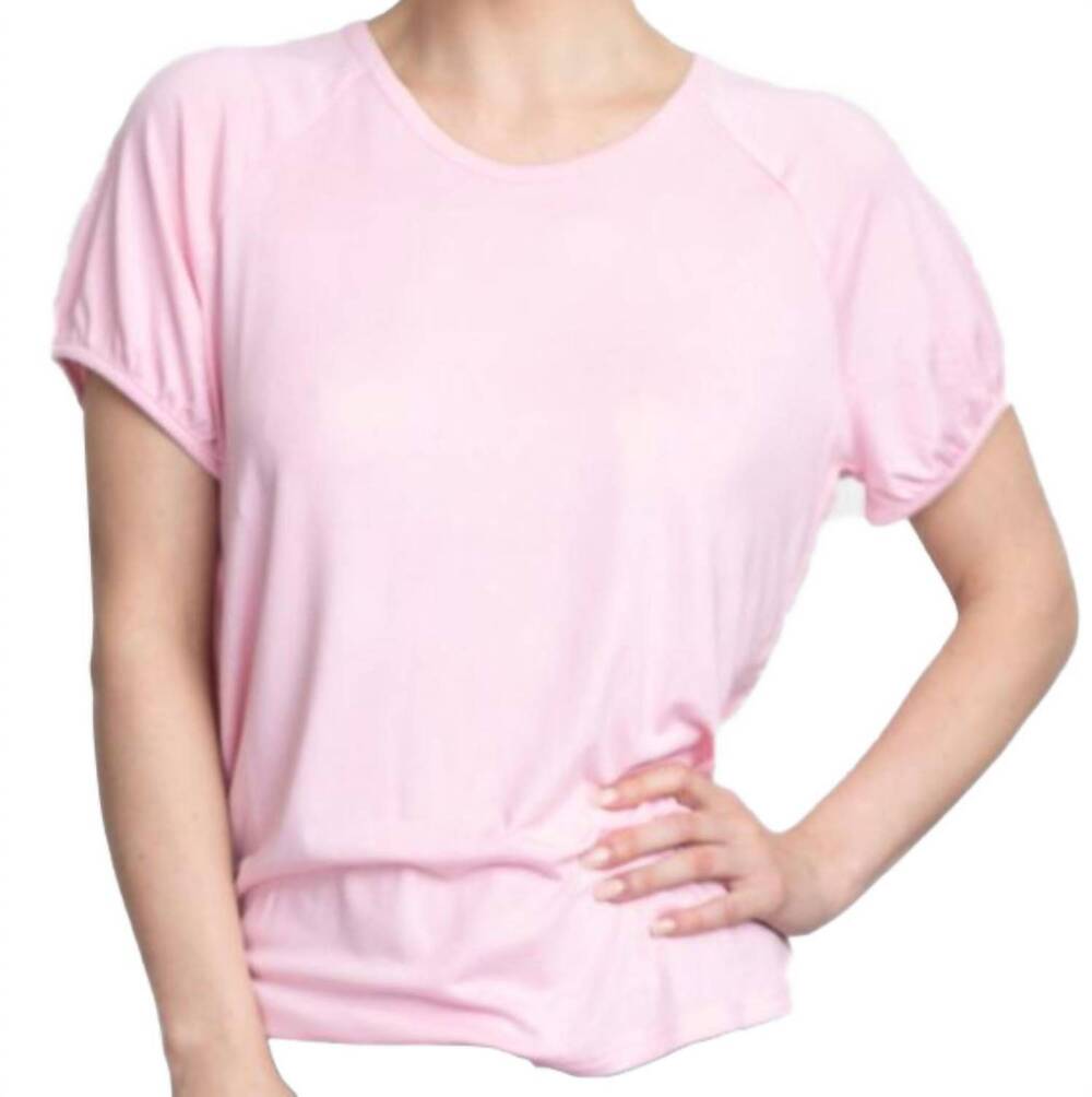 NEW MUK LUKS women's solid shirt sleeve top in pink